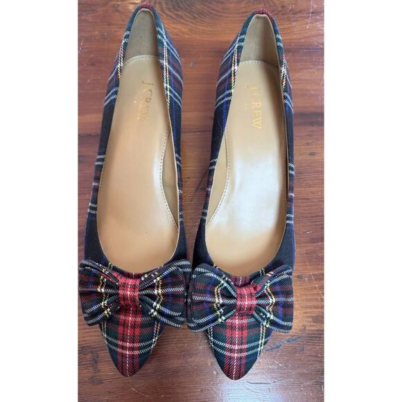 J. Crew Esme Tartan Kitten Heel Sz 8Preppy Classic Glam Luxe Old Money Chic NEW - Picture 1 of 15